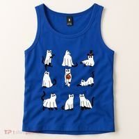 Cute Ghost Cat Funny Halloween Outfit Costumes Black Cat Tank Top thumb 2