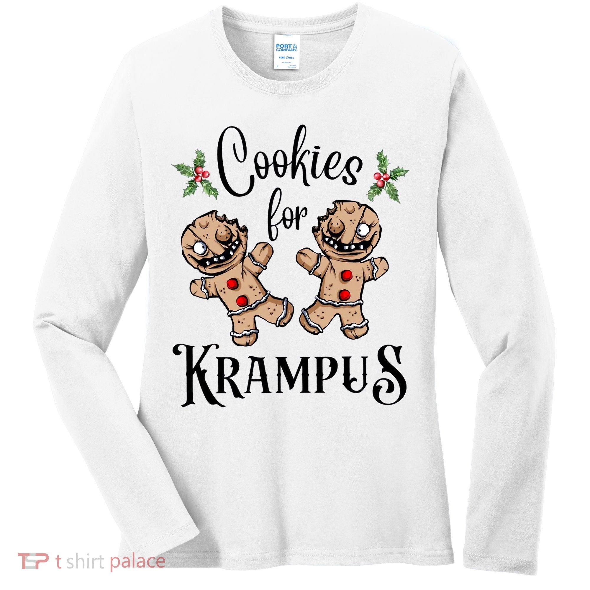 Creepy Gingerbread Cookies For Krampus Xmas Goth Holiday Women's Long Sleeve Shirt