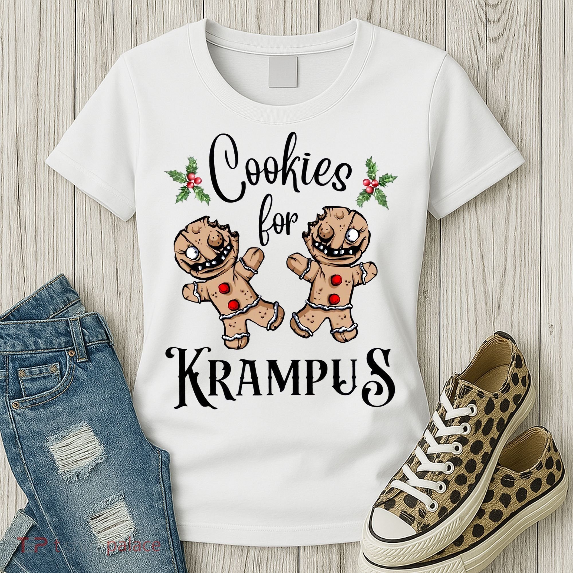 Creepy Gingerbread Cookies For Krampus Xmas Goth Holiday Women's T-Shirt