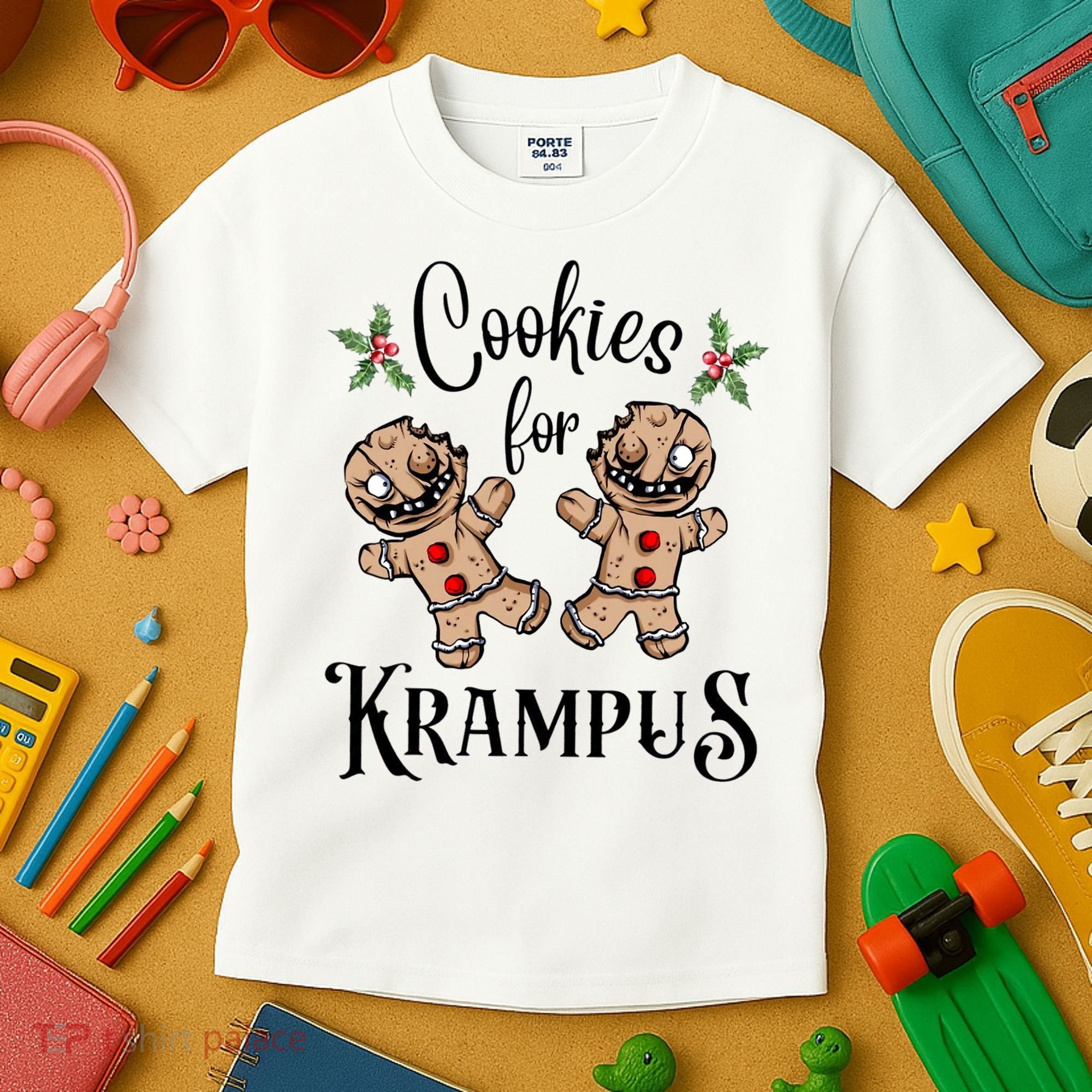 Creepy Gingerbread Cookies For Krampus Xmas Goth Holiday Kids T-Shirt