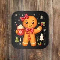 Cute Gingerbread Christmas Snow Cute Gifts Coaster thumb 0