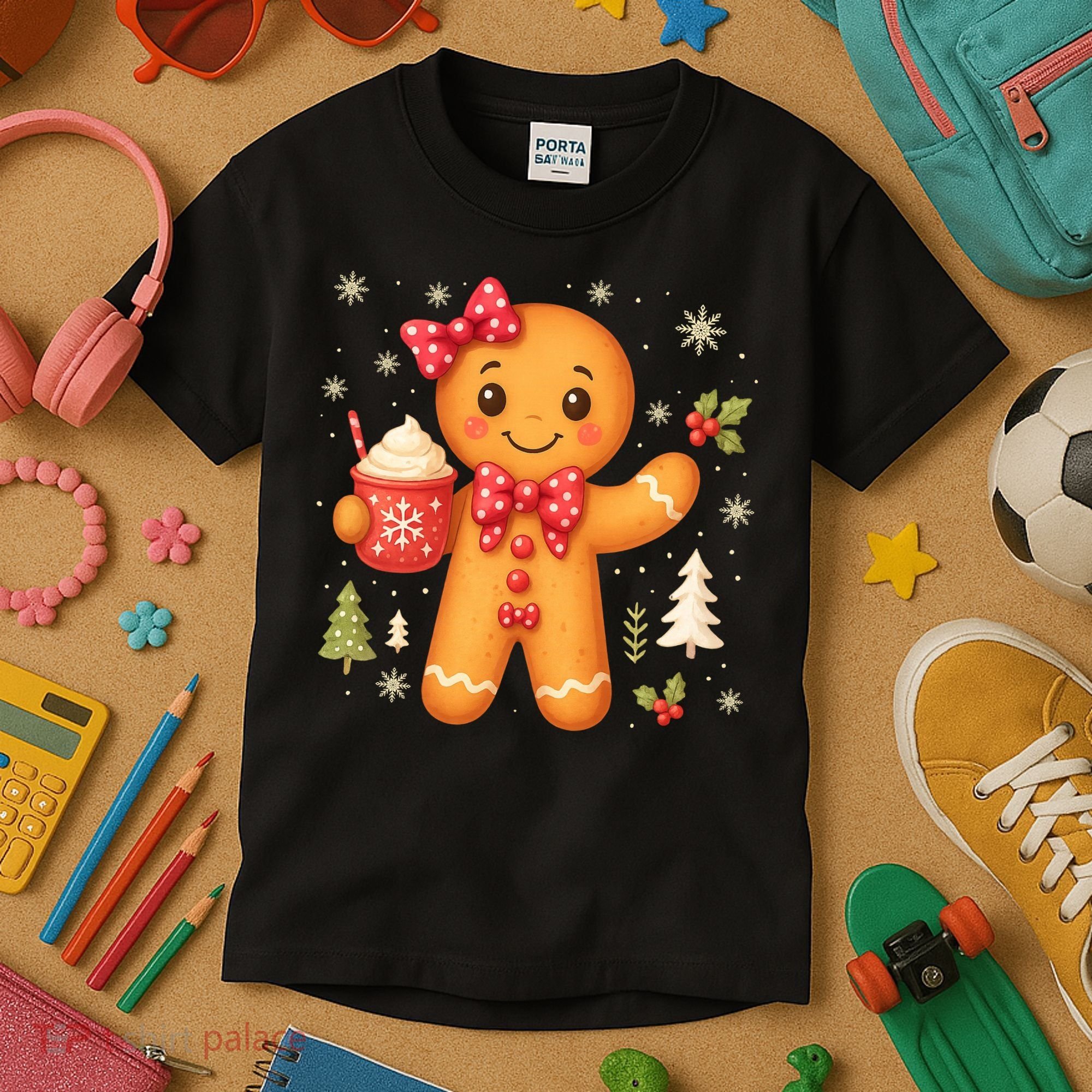 Cute Gingerbread Christmas Snow Cute Gifts Kids T-Shirt