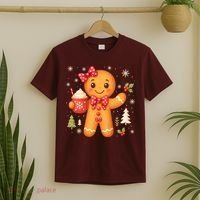 Cute Gingerbread Christmas Snow Cute Gifts T-Shirt thumb 2