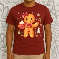 Cute Gingerbread Christmas Snow Cute Gifts T-Shirt thumb 3