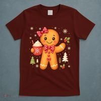 Cute Gingerbread Christmas Snow Cute Gifts T-Shirt thumb 5
