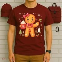 Cute Gingerbread Christmas Snow Cute Gifts T-Shirt thumb 6
