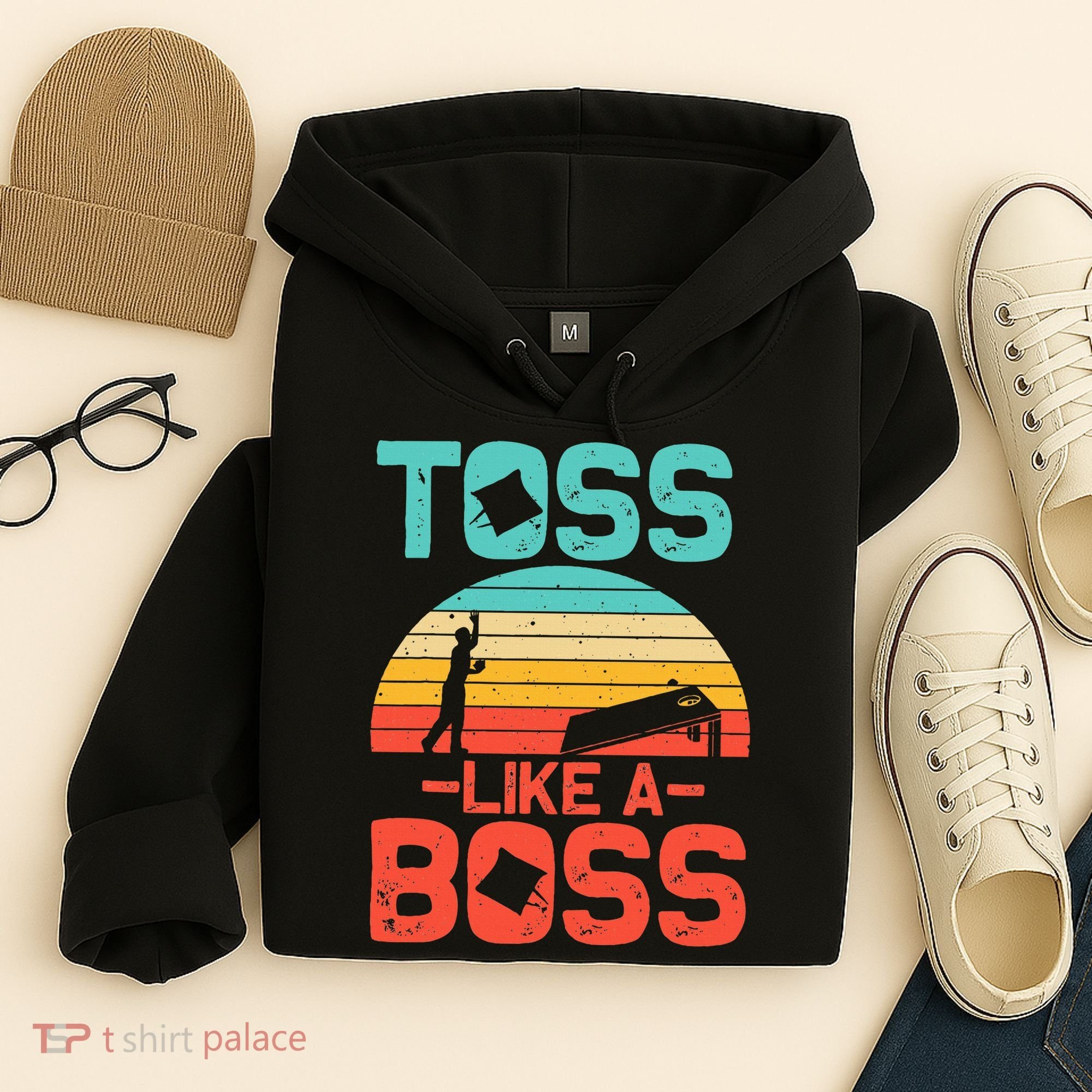 Cornhole Gift Cool Cornhole Toss Like A Boss Hoodie