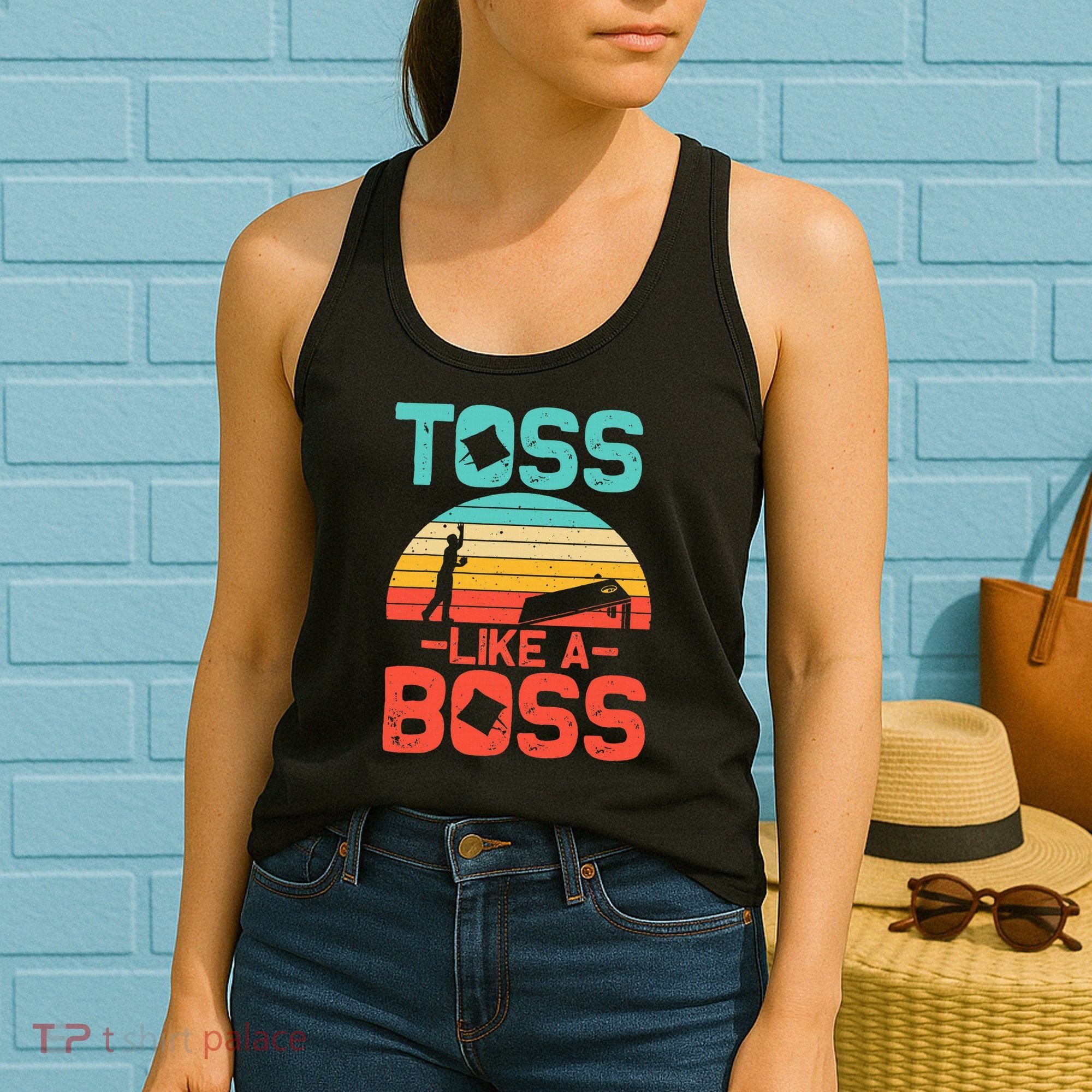 Cornhole Gift Cool Cornhole Toss Like A Boss Women's Tank Top