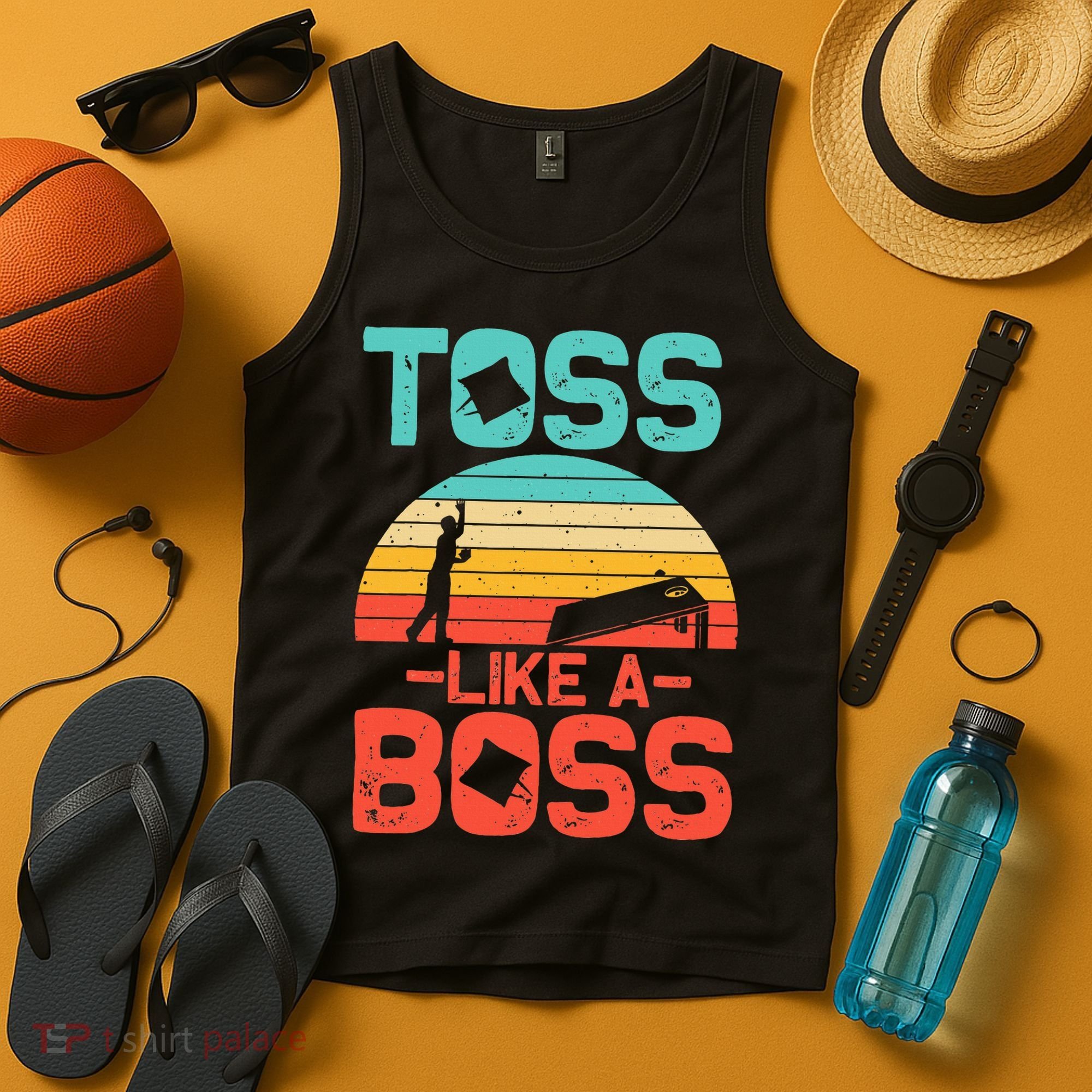 Cornhole Gift Cool Cornhole Toss Like A Boss Tank Top