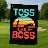 Cornhole Gift Cool Cornhole Toss Like A Boss Golf Towel thumb 1