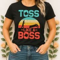 Cornhole Gift Cool Cornhole Toss Like A Boss Women's T-Shirt thumb 2