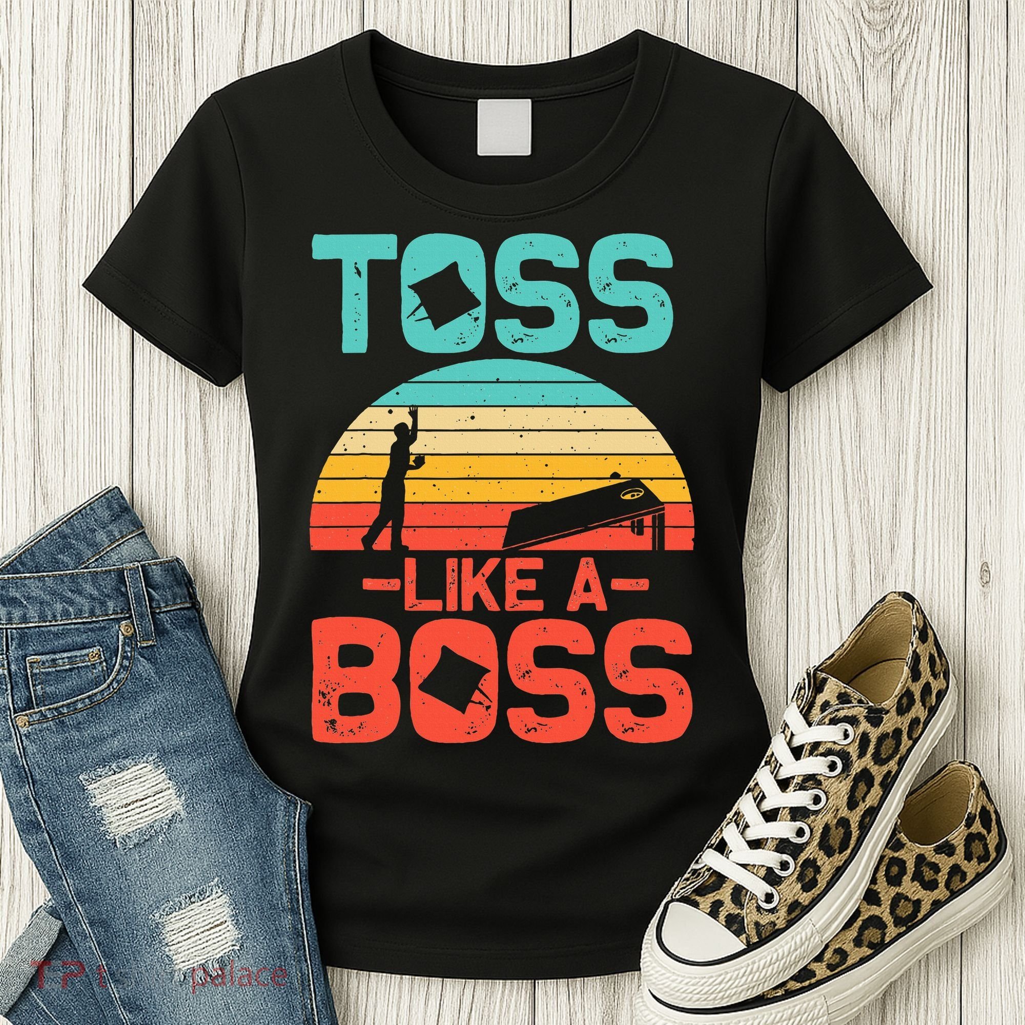 Cornhole Gift Cool Cornhole Toss Like A Boss Women's T-Shirt
