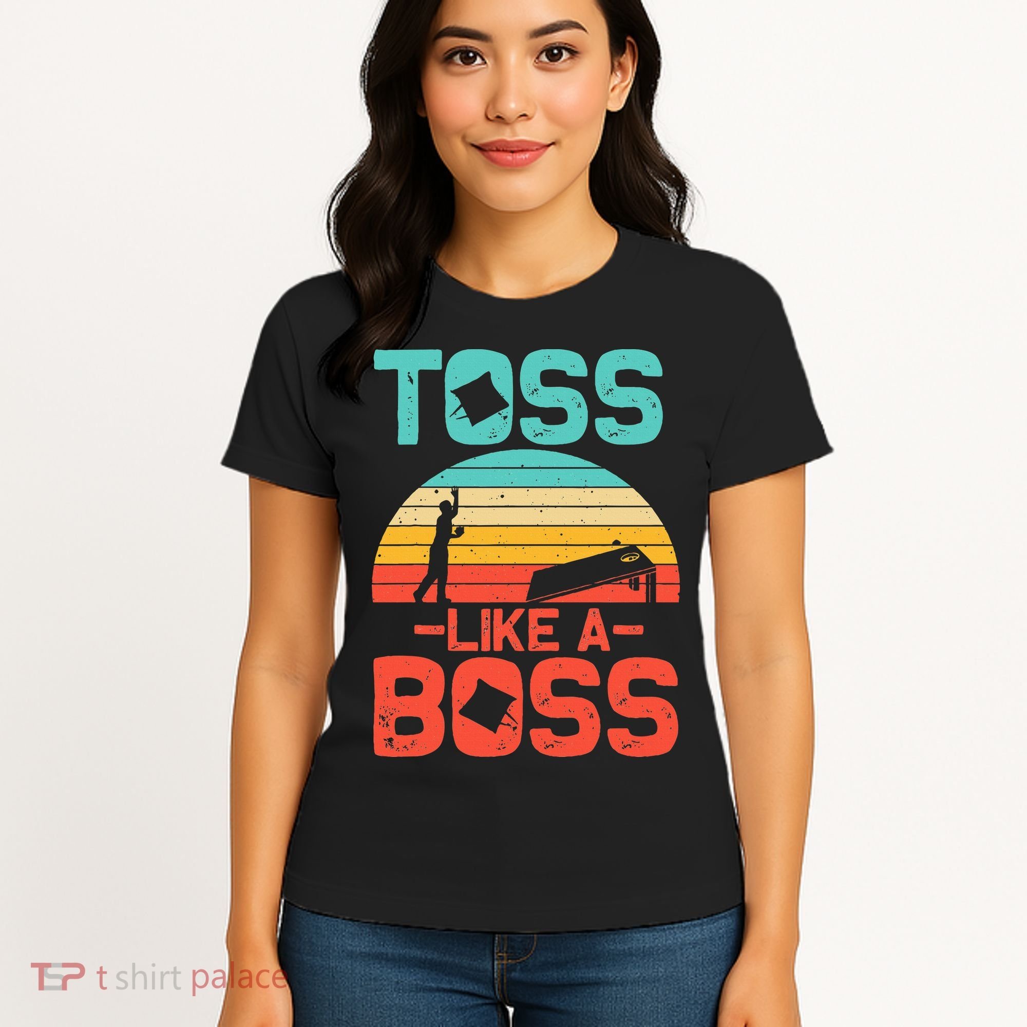 Cornhole Gift Cool Cornhole Toss Like A Boss Women's T-Shirt