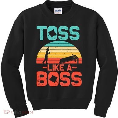 Cornhole Gift Cool Cornhole Toss Like A Boss Kids Sweatshirt