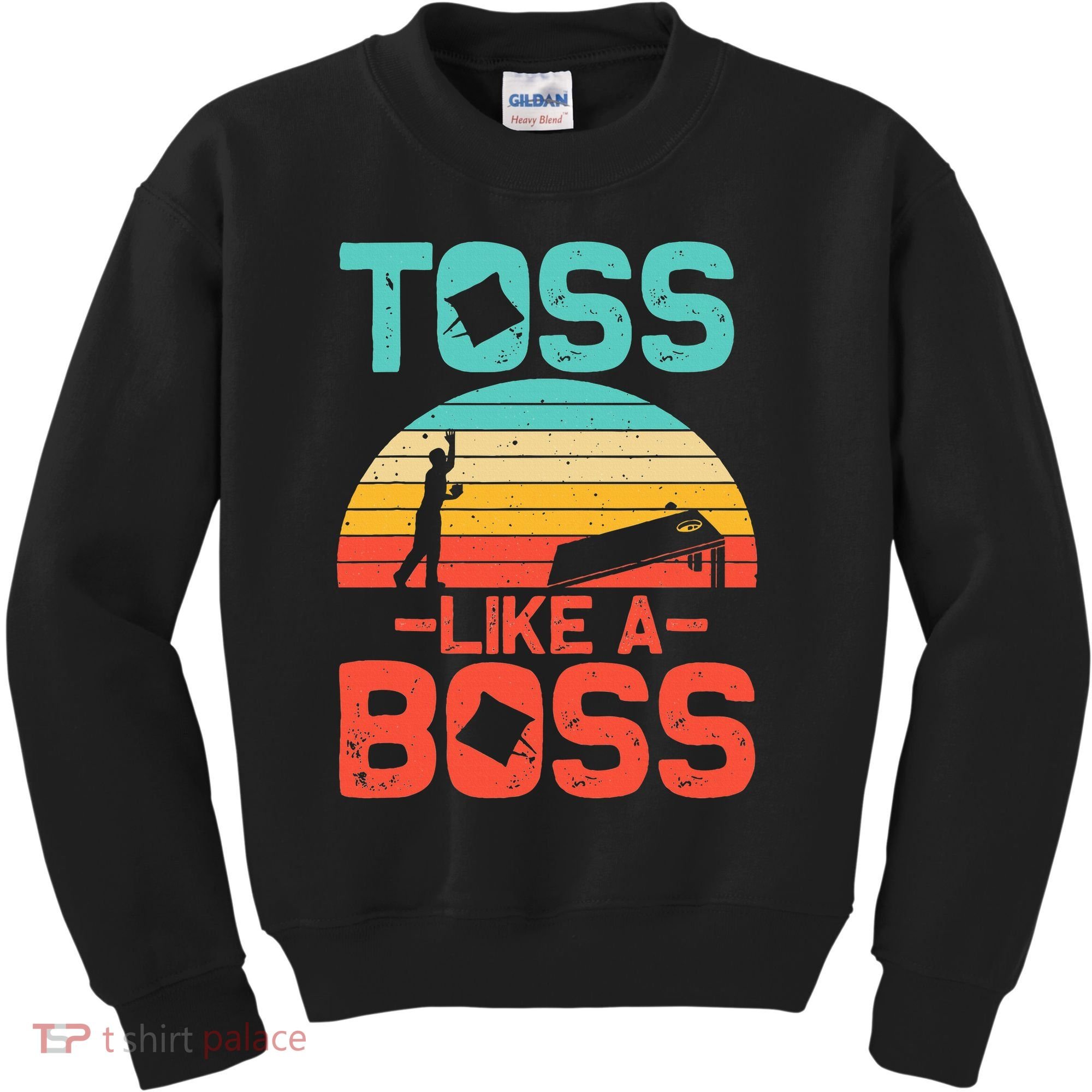 Cornhole Gift Cool Cornhole Toss Like A Boss Kids Sweatshirt