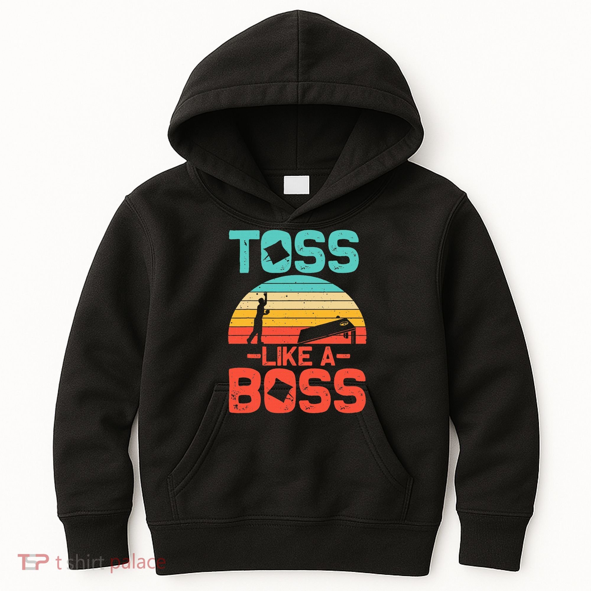Cornhole Gift Cool Cornhole Toss Like A Boss Kids Hoodie