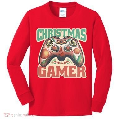 Christmas Gamer Kids Long Sleeve Shirt
