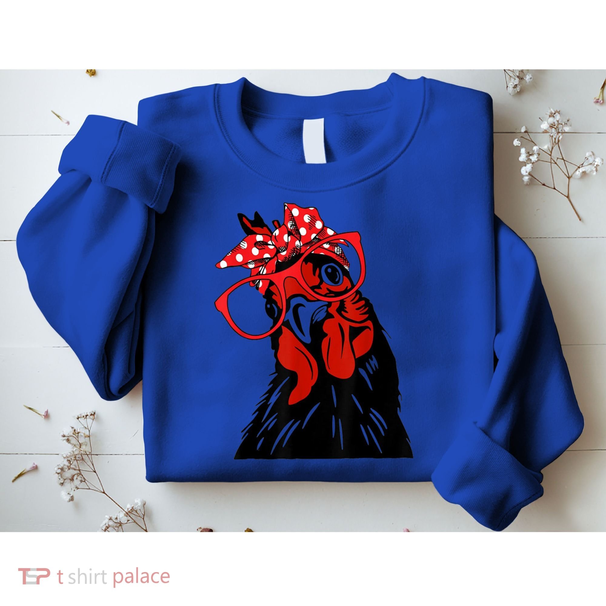 Cute Girl Chicken With Bandana Headband And Glasses Cool Gift Sweatshirt