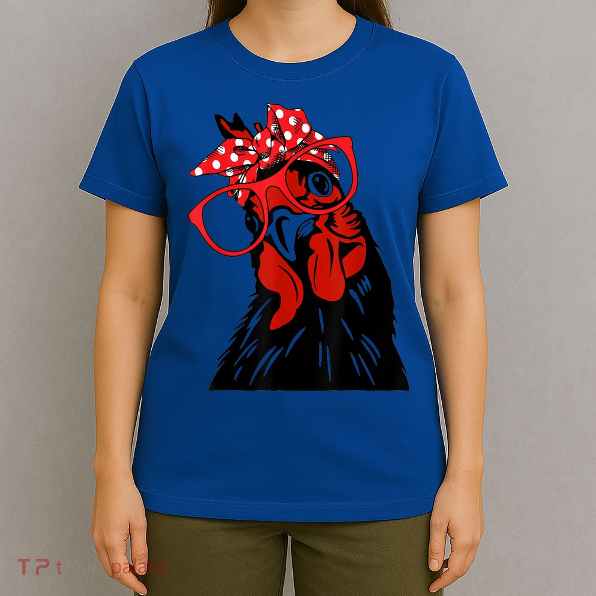 Cute Girl Chicken With Bandana Headband And Glasses Cool Gift T-Shirt