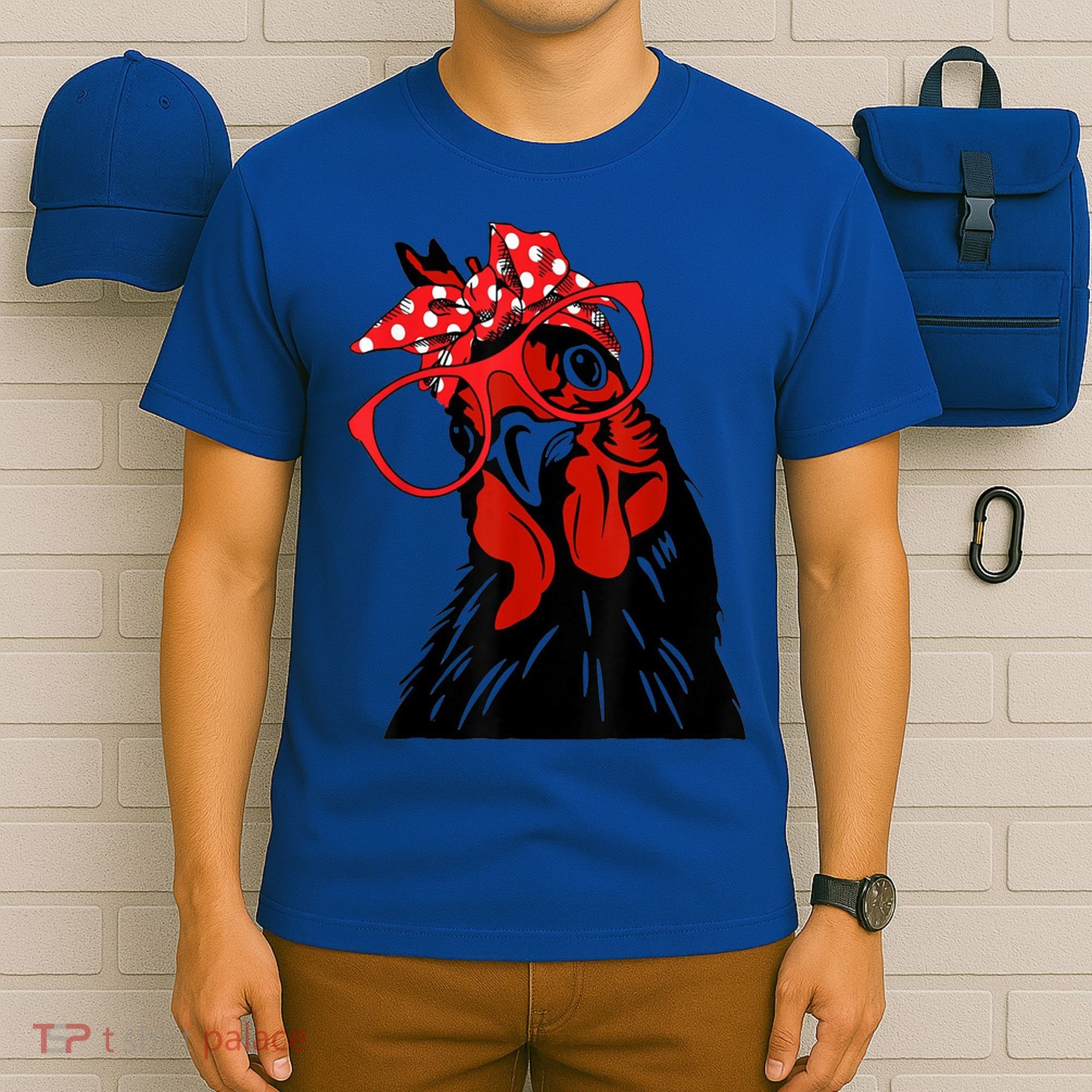 Cute Girl Chicken With Bandana Headband And Glasses Cool Gift T-Shirt