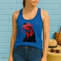Cute Girl Chicken With Bandana Headband And Glasses Cool Gift Women's Tank Top thumb 2