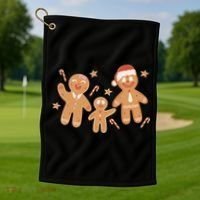 Christmas Gingerbread Cookie Family Cute Golf Towel thumb 1