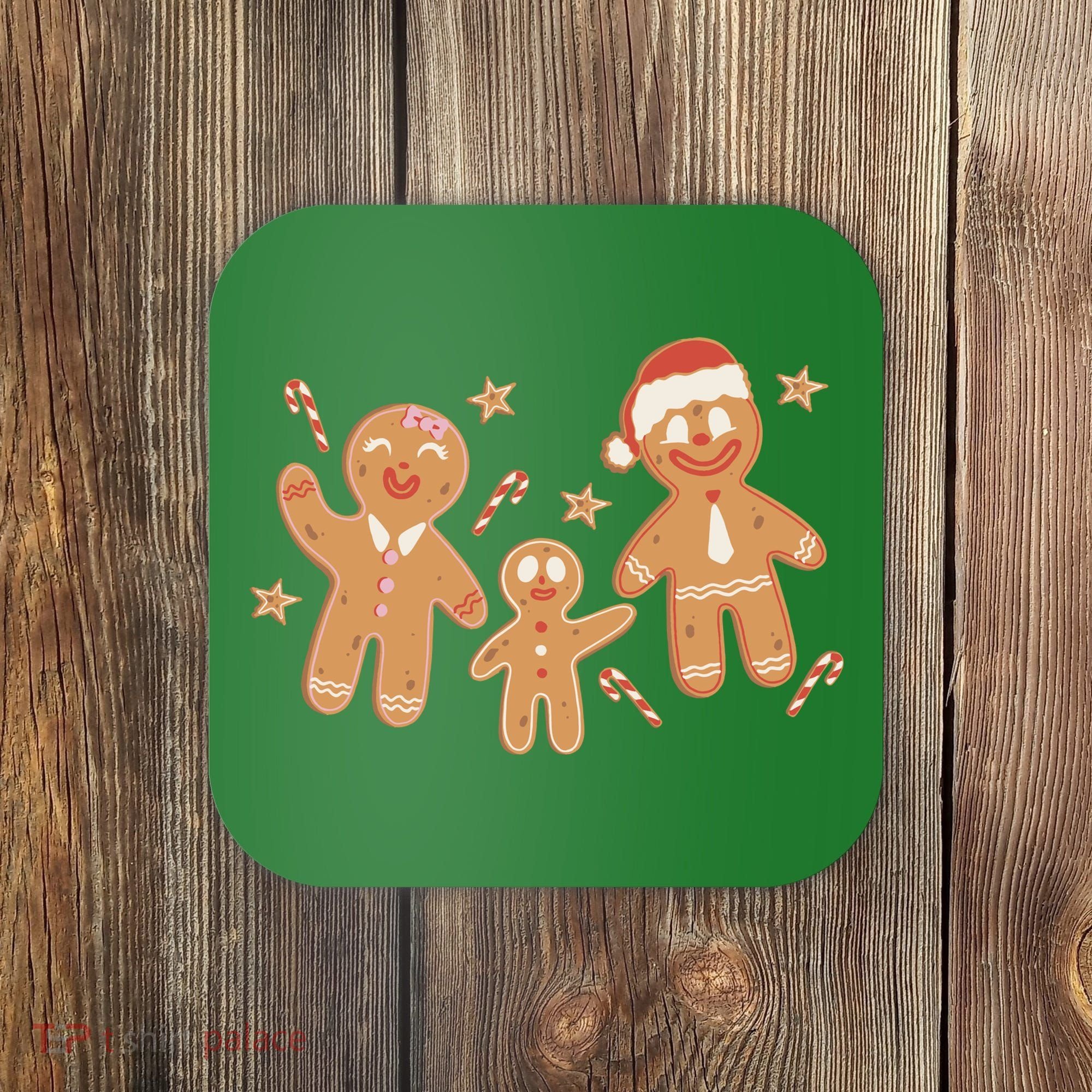 Christmas Gingerbread Cookie Family Cute Coaster