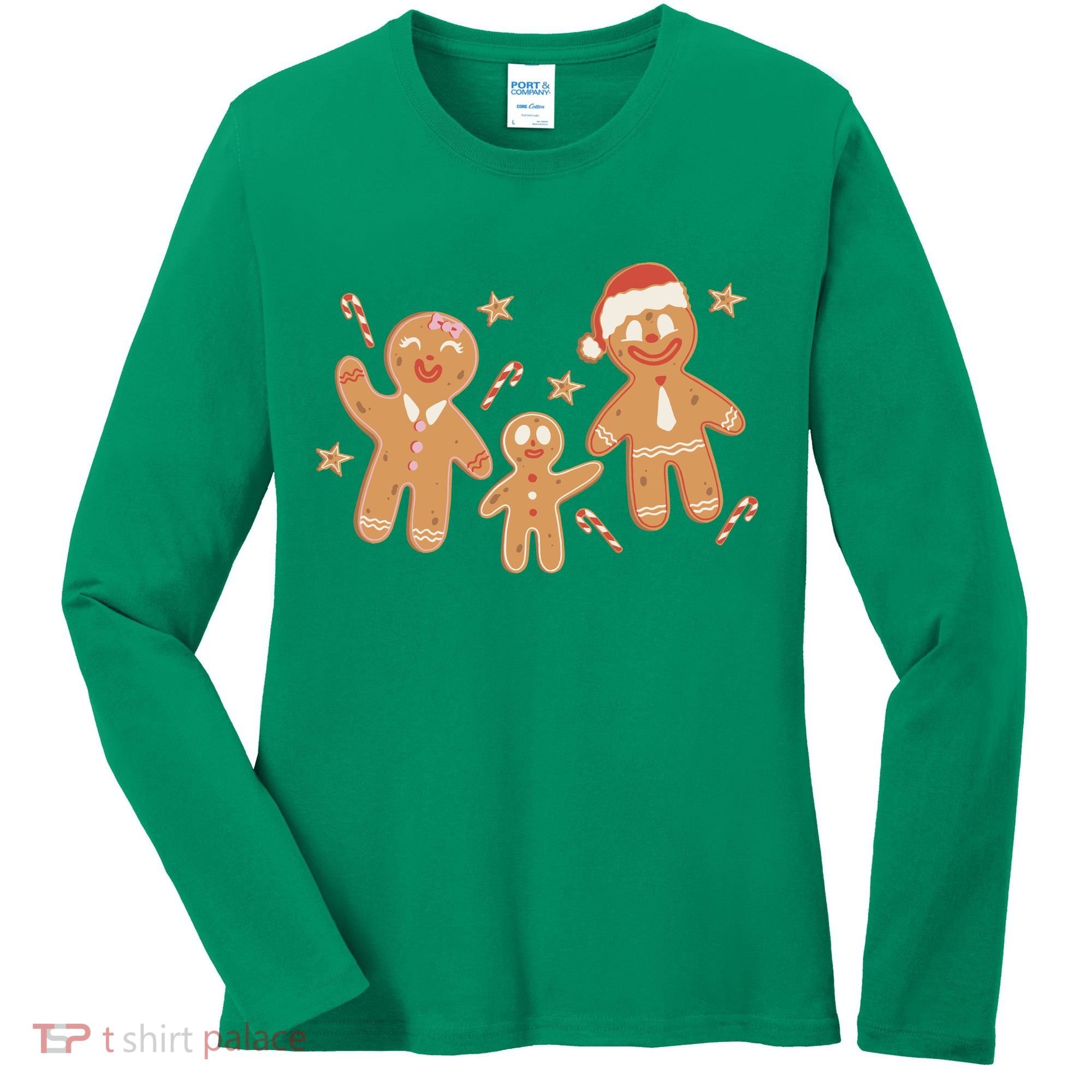 Christmas Gingerbread Cookie Family Cute Women's Long Sleeve Shirt