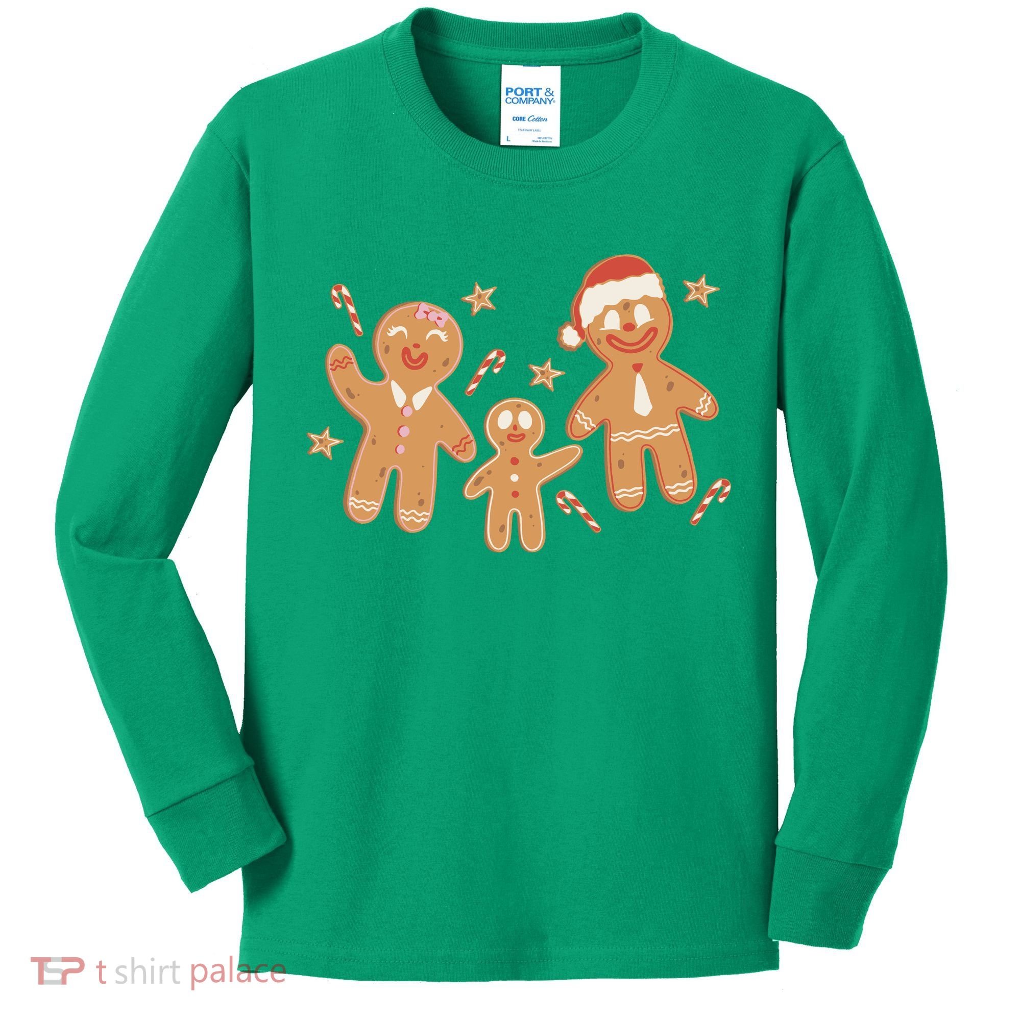 Christmas Gingerbread Cookie Family Cute Kids Long Sleeve Shirt