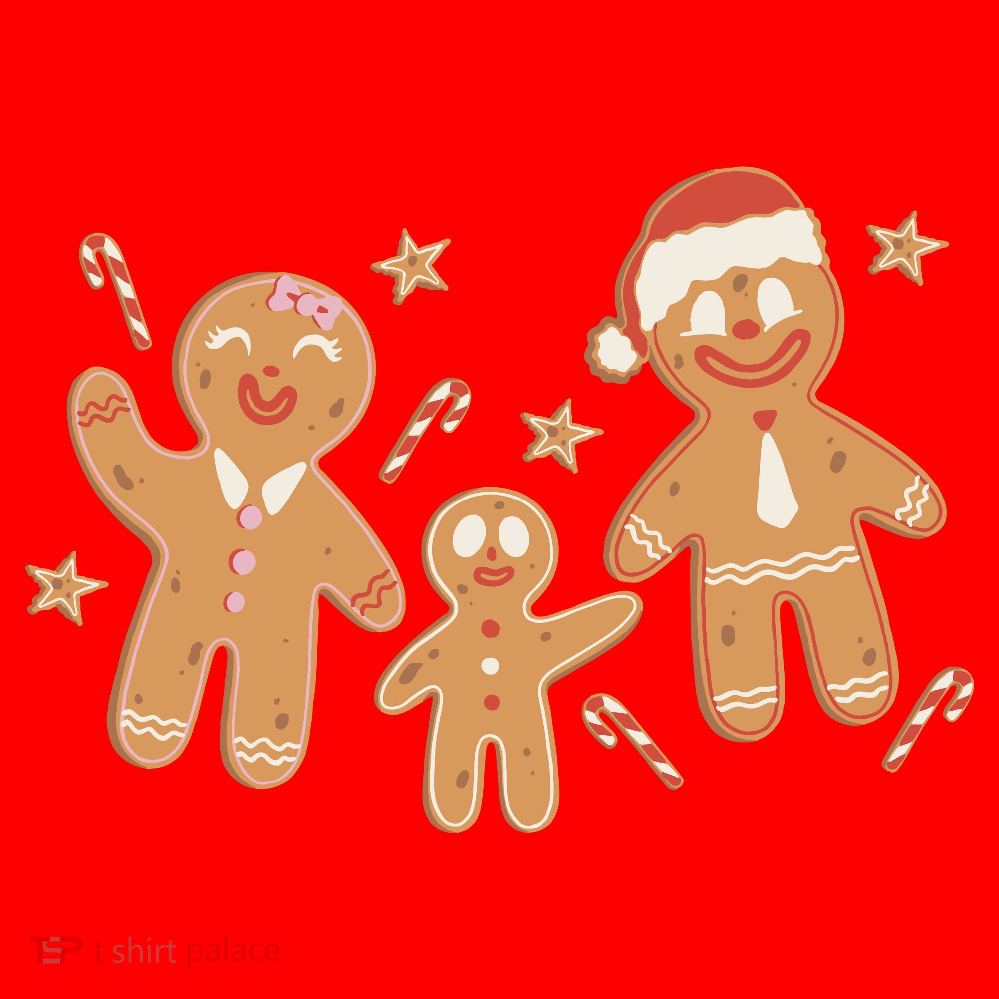 Christmas Gingerbread Cookie Family Cute Santa Hat