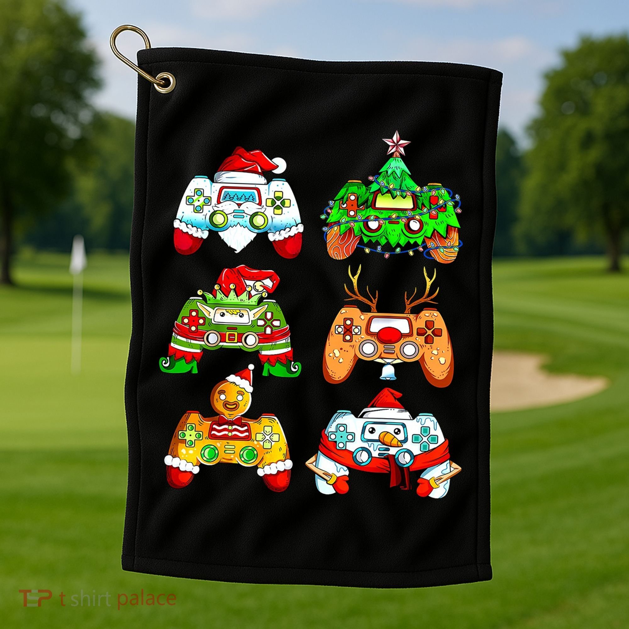 Christmas Gamer Controller Holiday Gift Golf Towel