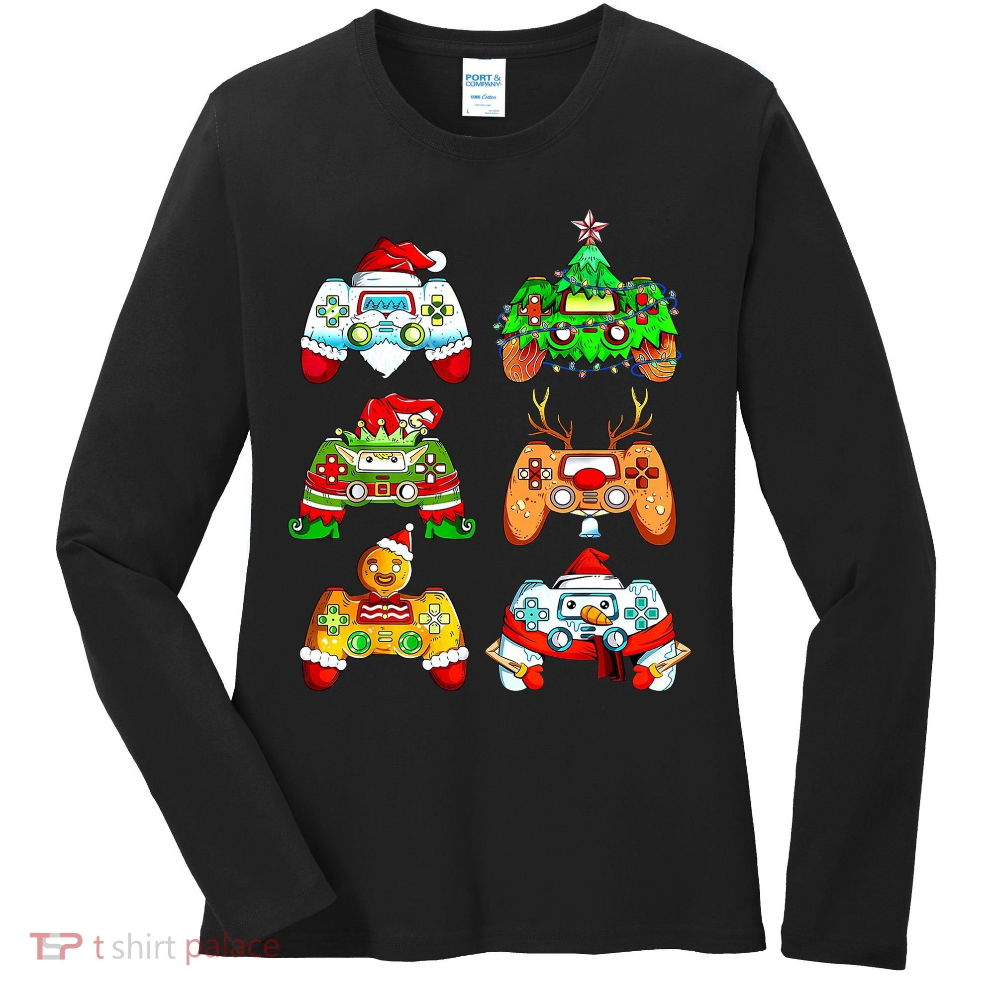 Christmas Gamer Controller Holiday Gift Women's Long Sleeve Shirt