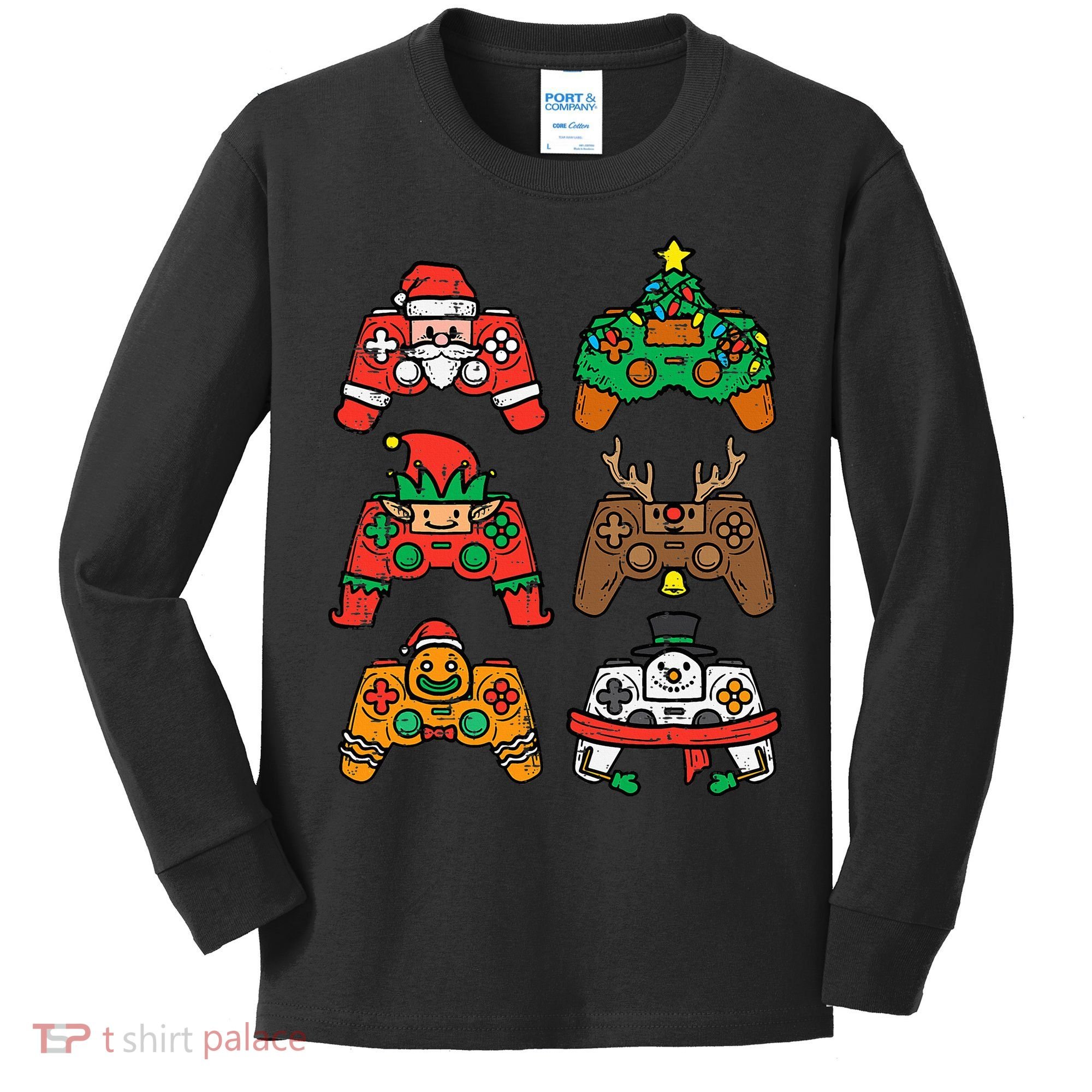Christmas Gamer Controller Xmas Gaming  Kids Long Sleeve Shirt