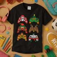 Christmas Gamer Controller Xmas Gaming  Kids T-Shirt thumb 3