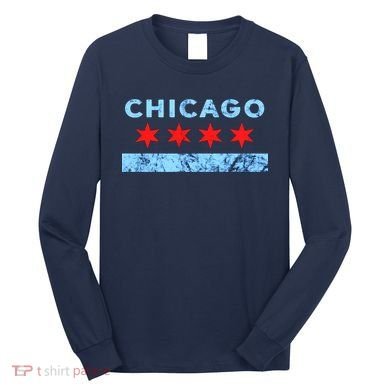 Chicago Gift Chicago Flag Long Sleeve Shirt