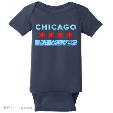 Chicago Gift Chicago Flag Baby Bodysuit