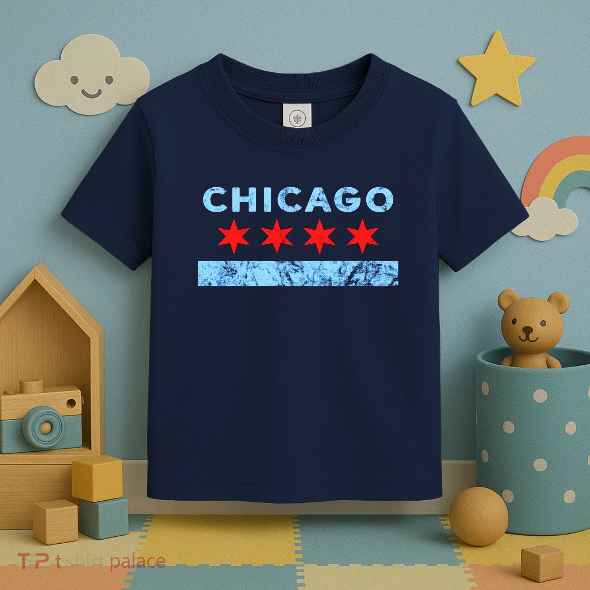Chicago Gift Chicago Flag Toddler T-Shirt