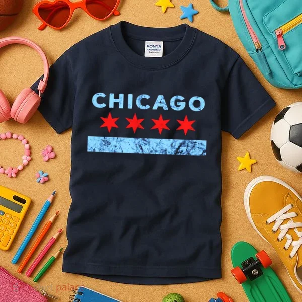 Chicago Gift Chicago Flag Kids T-Shirt