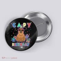 Capybara Gifts, Capy Birthday, Happy Birthday Capybara Button thumb 0