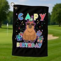 Capybara Gifts, Capy Birthday, Happy Birthday Capybara Golf Towel thumb 1
