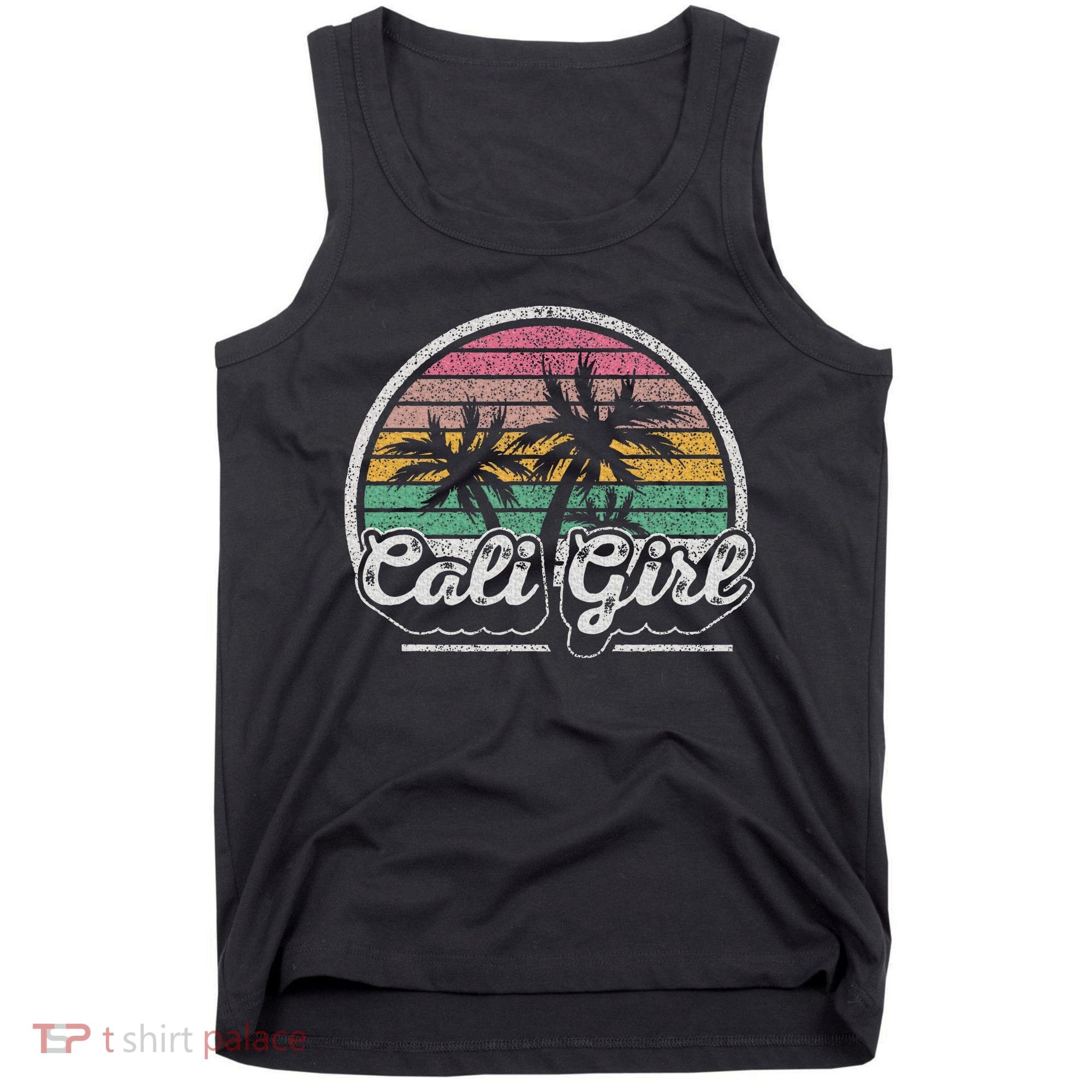 Cali Girl California Retro California Palm Trees Summer Tank Top