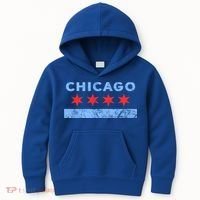 Chicago Gift Chicago Flag Gift Kids Hoodie thumb 0