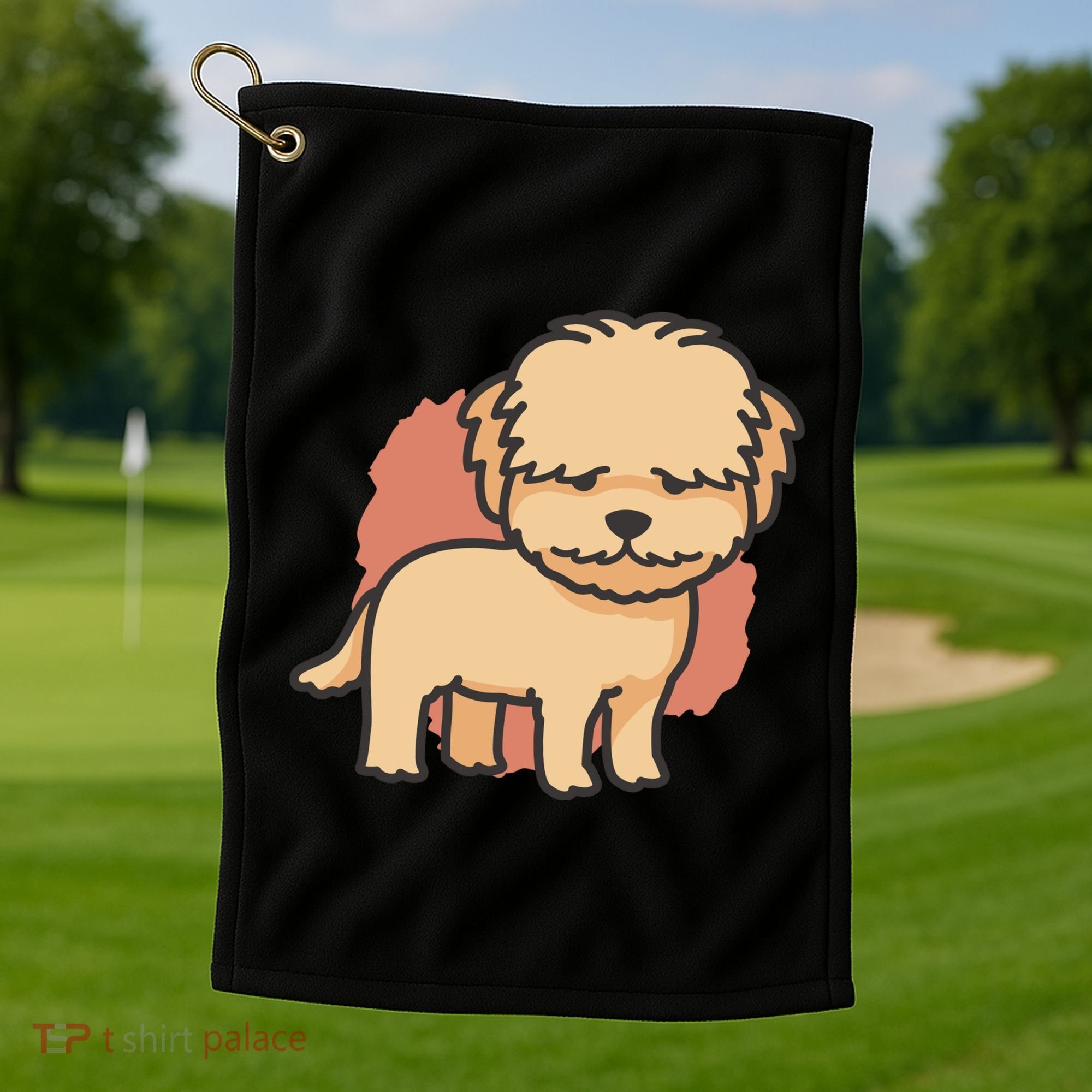 Cute Goldendoodle Dog Golf Towel