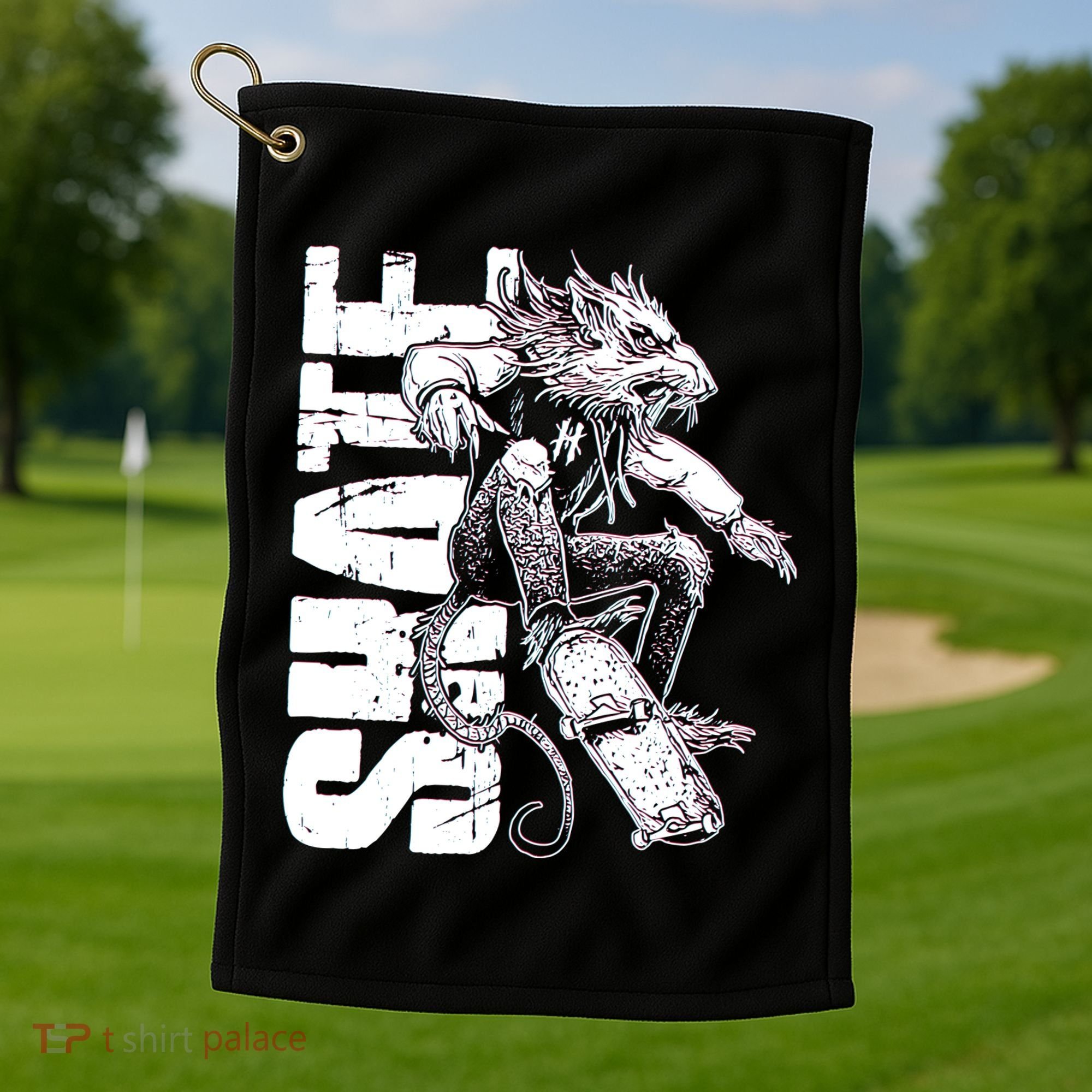 Cool Grunge Distressed Skateboarding Rat Mouse Golf Towel