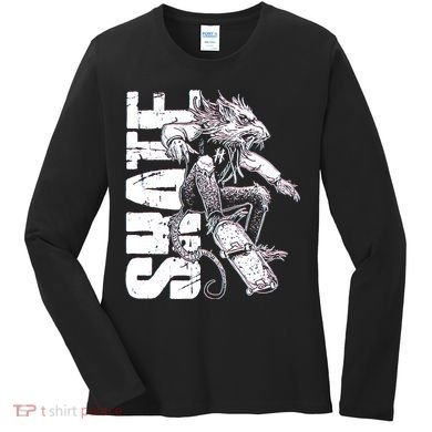 Cool Grunge Distressed Skateboarding Rat Mouse Women's Long Sleeve Shirt