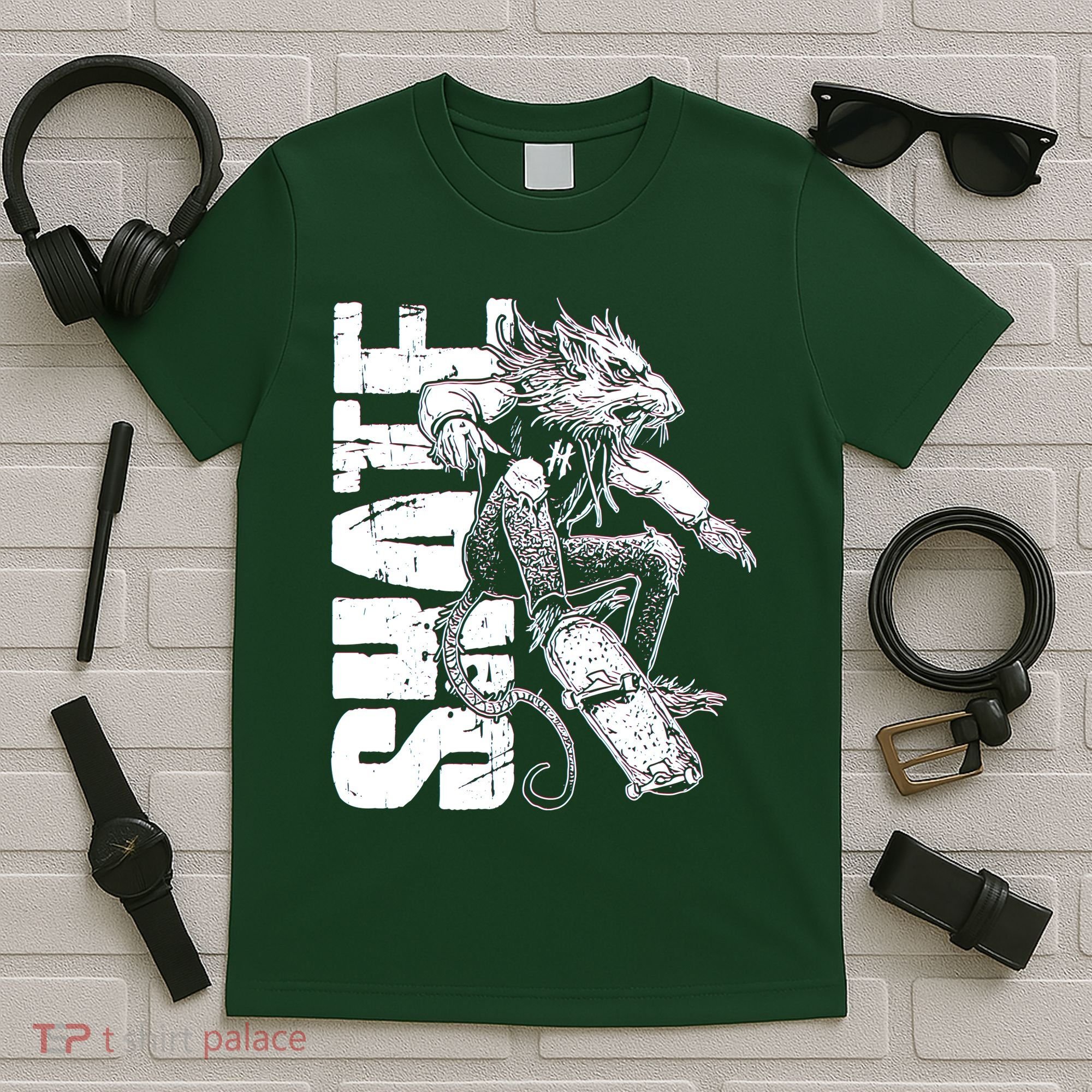 Cool Grunge Distressed Skateboarding Rat Mouse T-Shirt