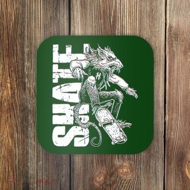 Cool Grunge Distressed Skateboarding Rat Mouse Coaster