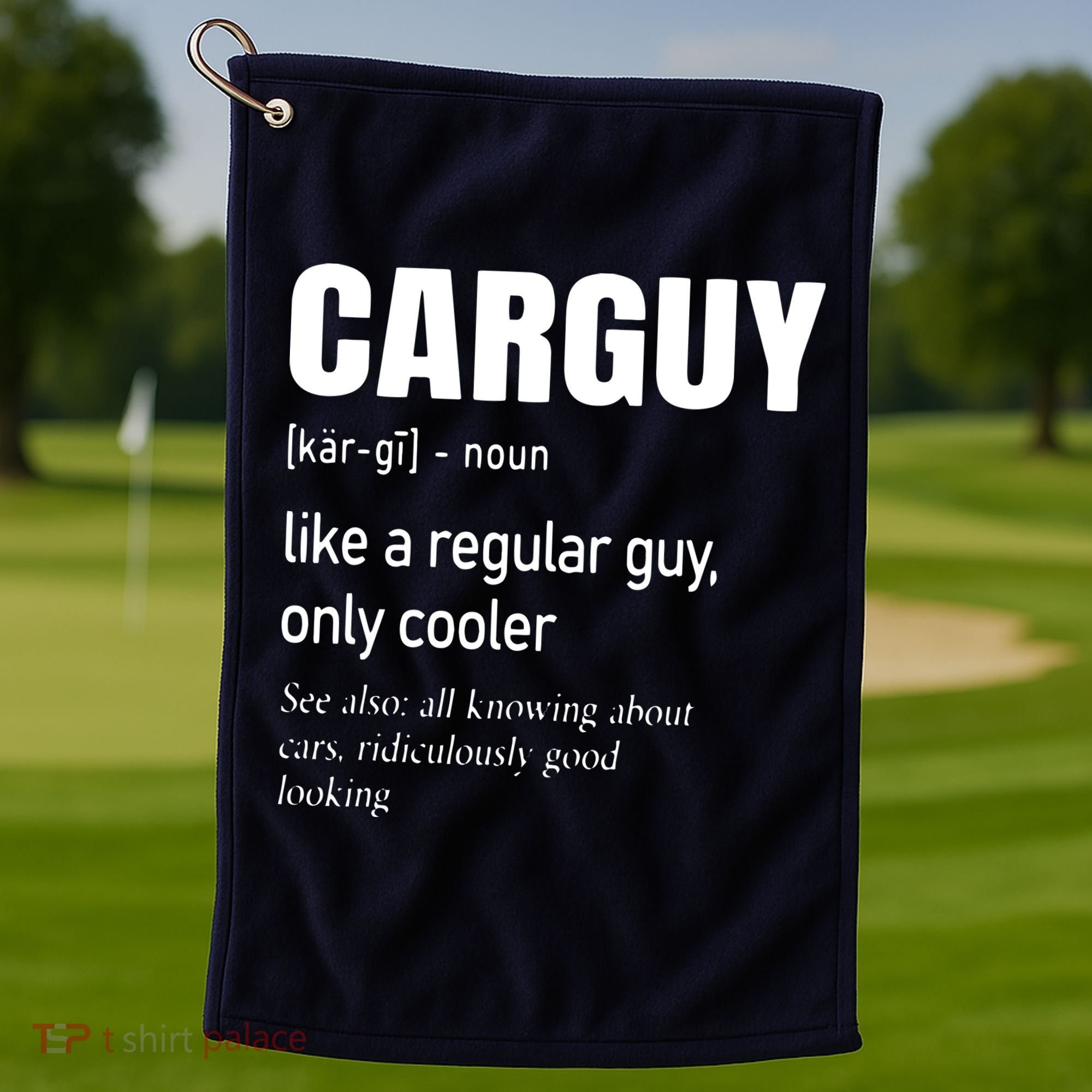 Car Guy Definition Mechanic Auto Racing Men Golf Towel