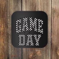Checkered Game Day Football Black White Gift Coaster thumb 0