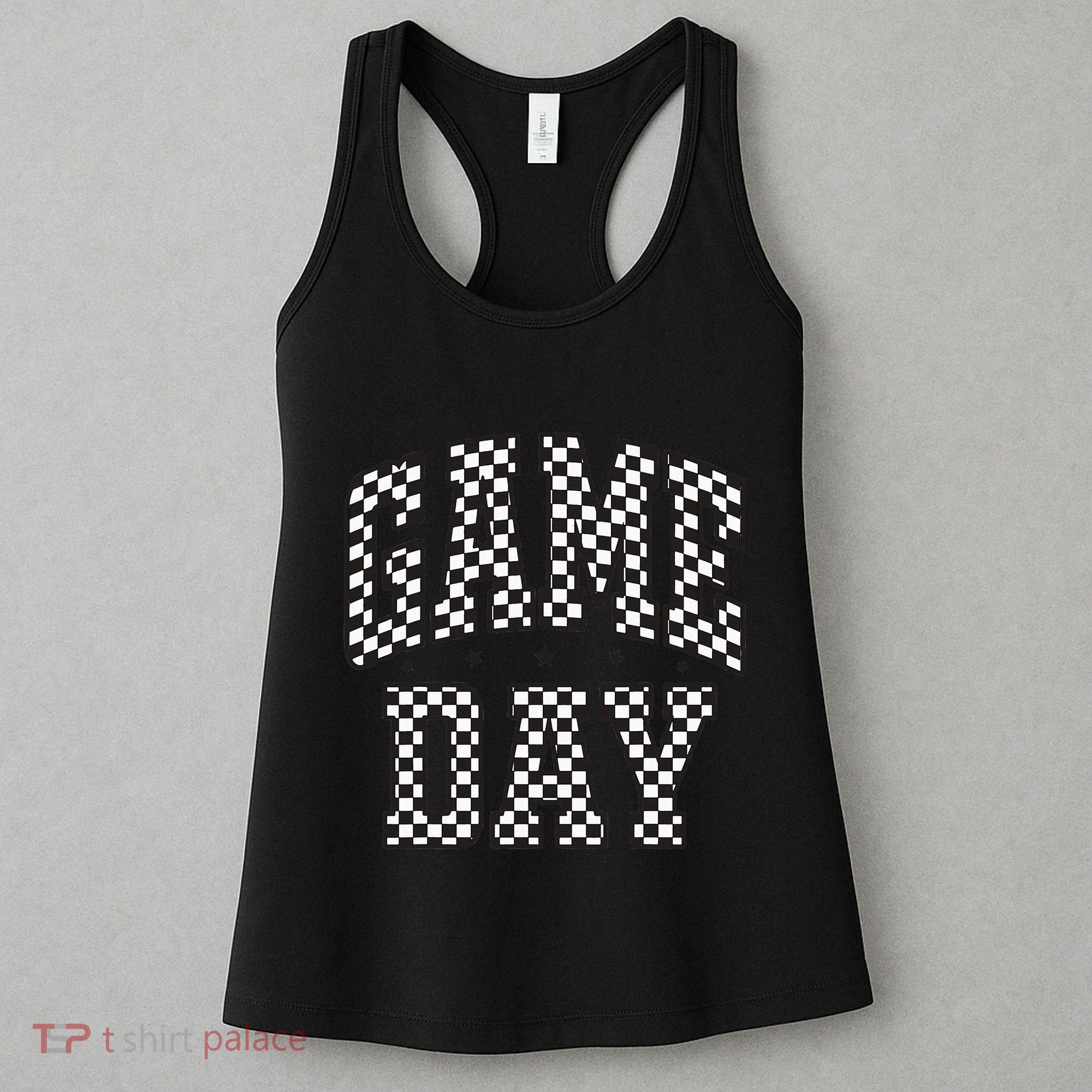 Checkered Game Day Football Black White Gift Women's Tank Top